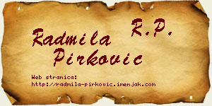 Radmila Pirković vizit kartica